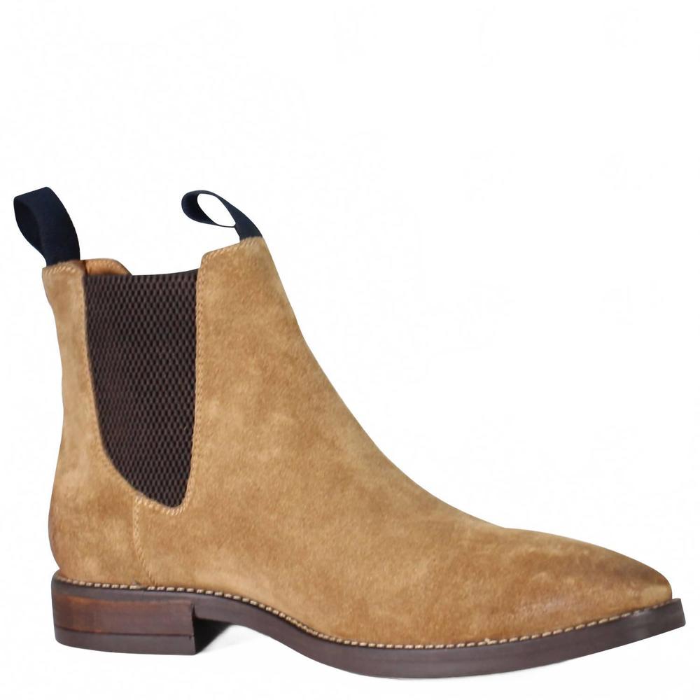 NEW DIBA TRUE men's lock hart chelsea boots in cognac suede tan